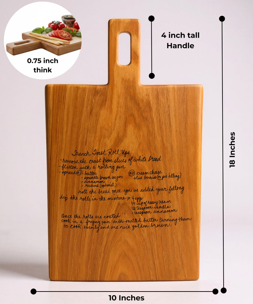 Personalized Recipe Cutting Board, Custom Maple Charcuterie Board with Handwritten Recipe Engraving. Gift for Housewarming, Mom, Grandma