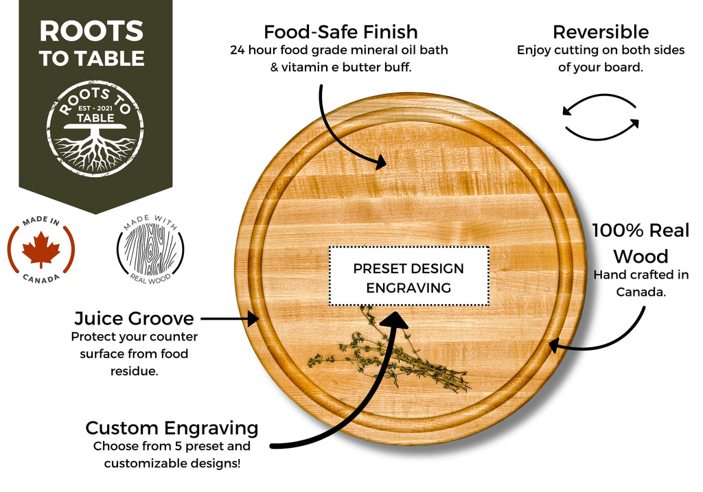 The Round 12x12 Edge Grain Maple Cutting Board