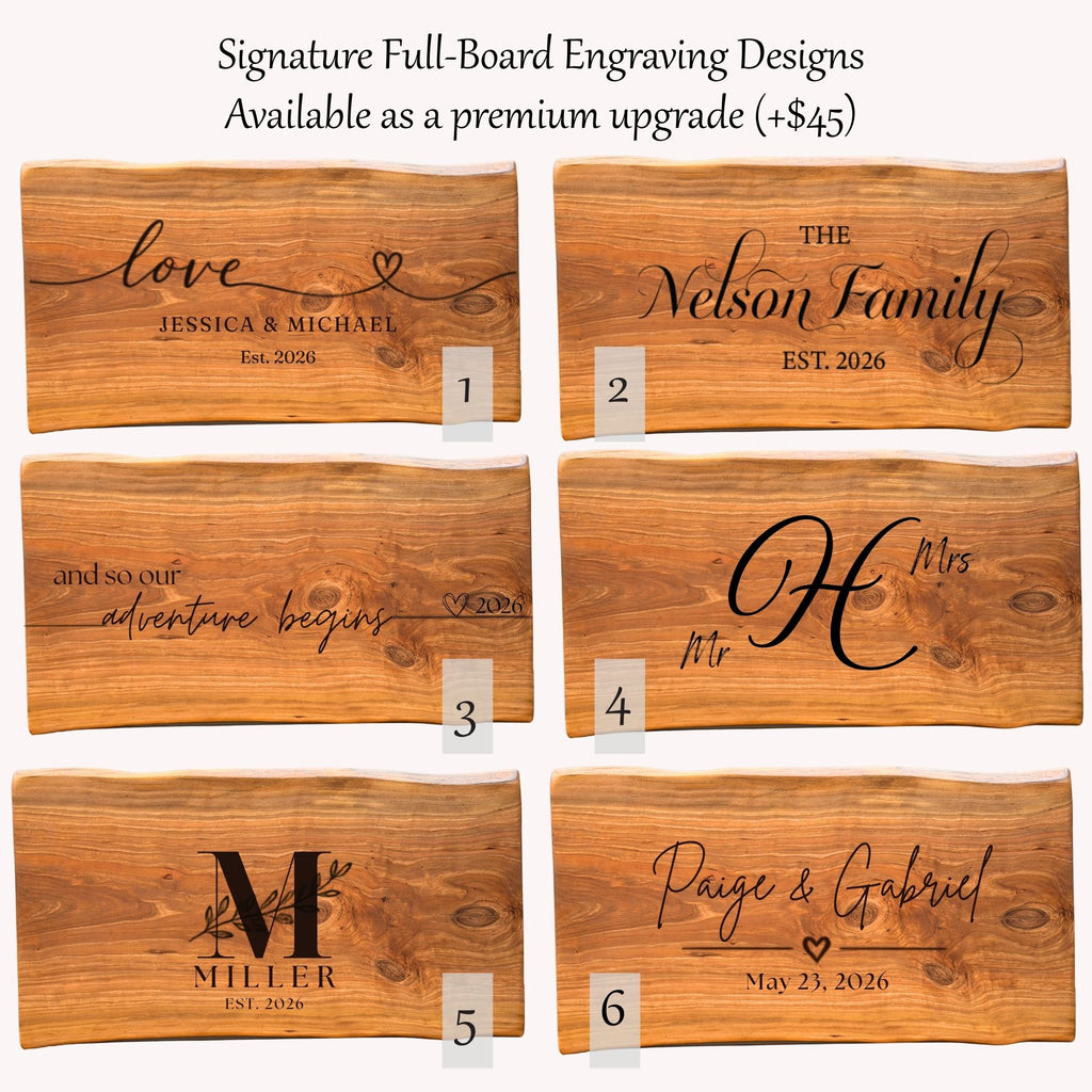 Personalized Cherry Live Edge Charcuterie Board – Custom Engraved Serving Board