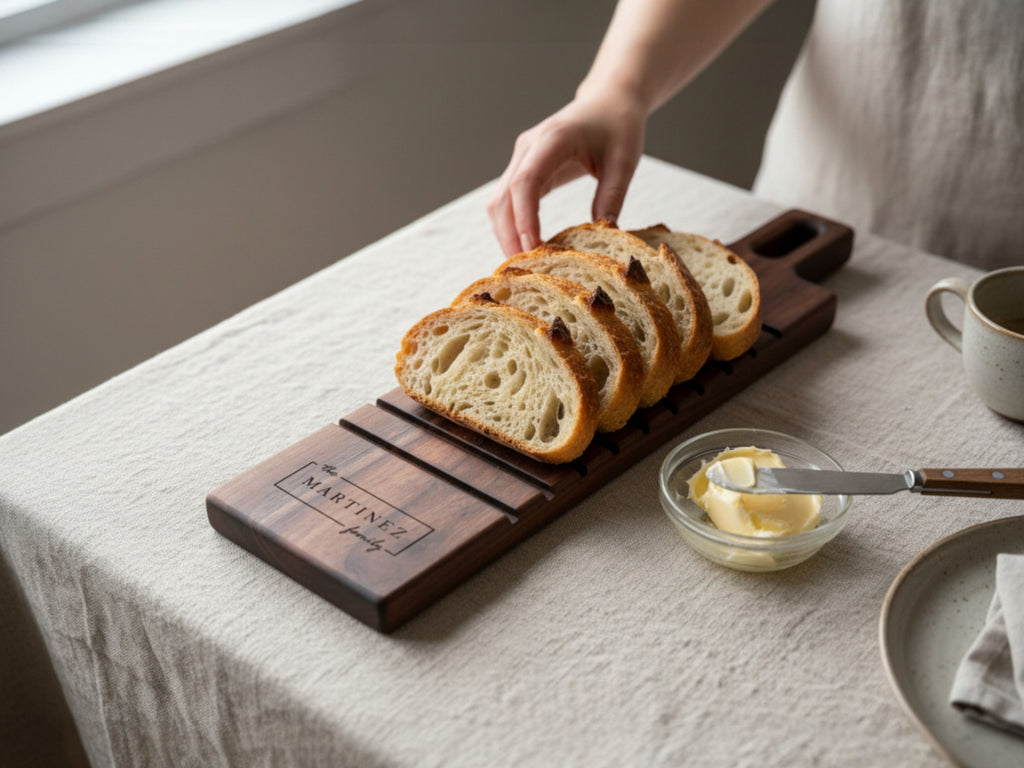 Bread Board: Personalized Bread and Butter Cutting & Serving Board Black Walnut & Maple