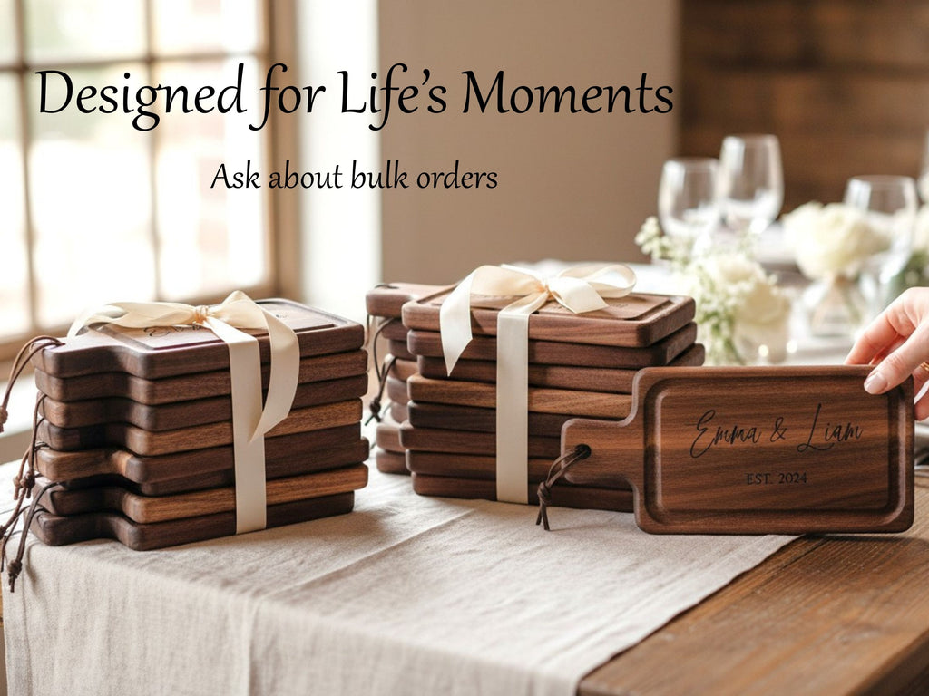 Personalized Cheese Board Set, Engraved Charcuterie with 4 Mini Boards