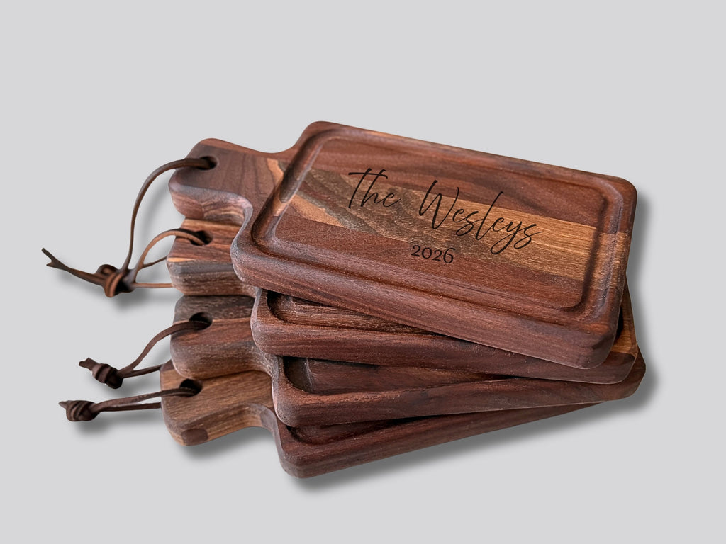 Personalized Cheese Board Set, Engraved Charcuterie with 4 Mini Boards