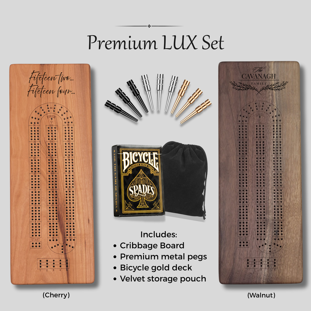Classic Cribbage Board | Personalized Wood Cribbage Board Gift