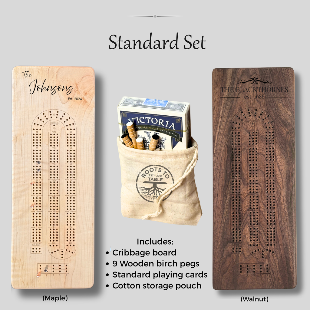 Classic Cribbage Board | Personalized Wood Cribbage Board Gift