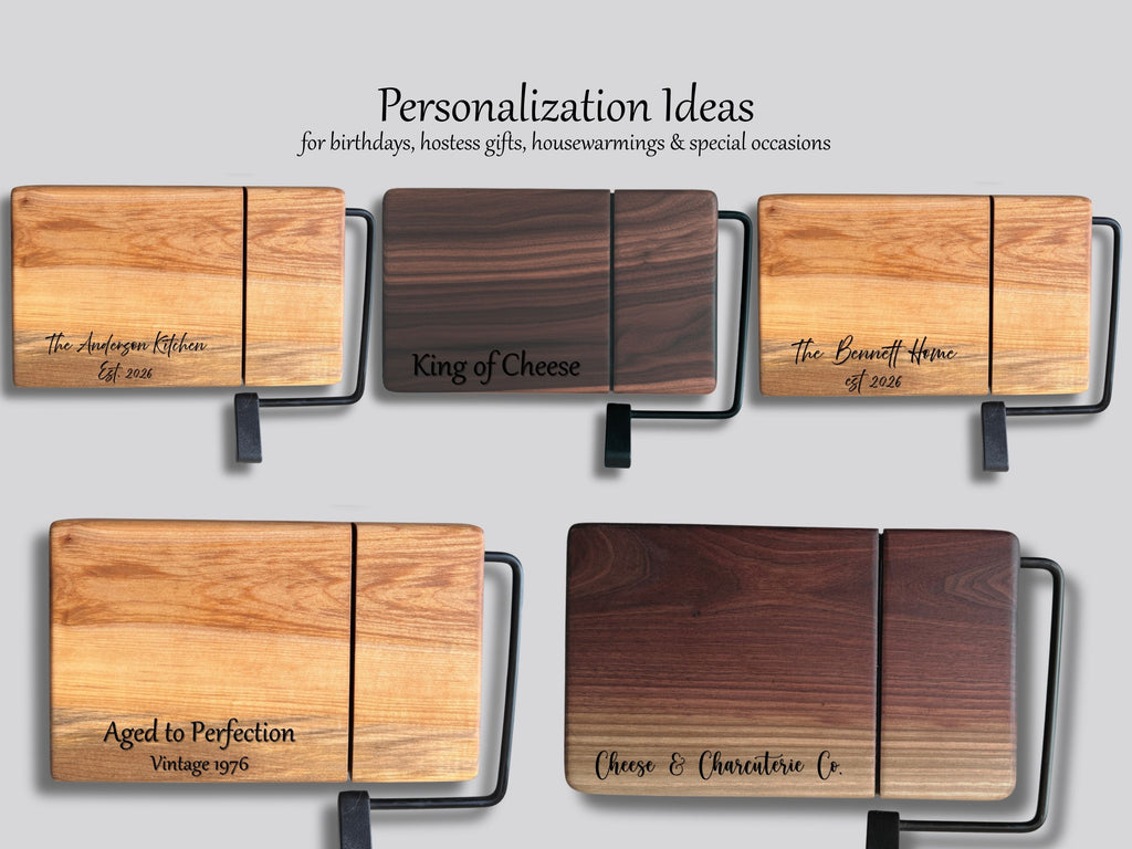 Personalized Cheese Slicer with Wire Cutter, Cheese Cutting  Board, in Maple or Walnut