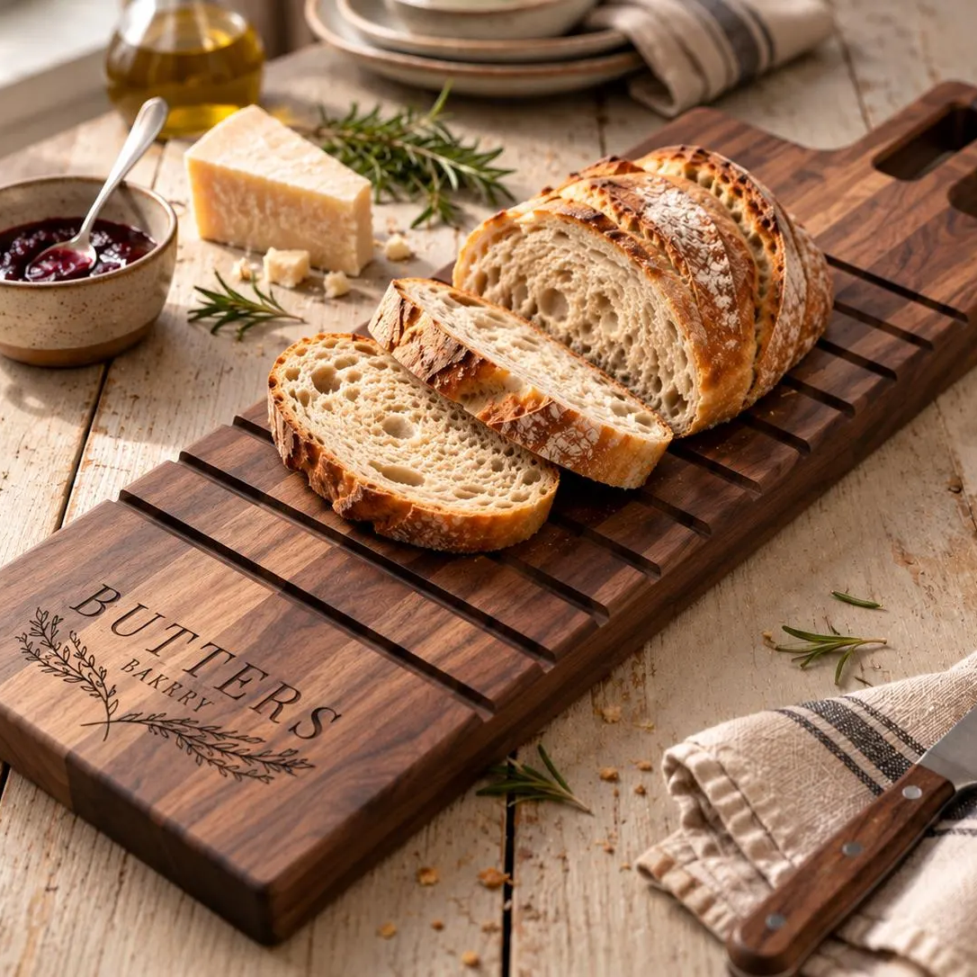 Bread Board: Personalized Bread and Butter Cutting & Serving Board Black Walnut & Maple