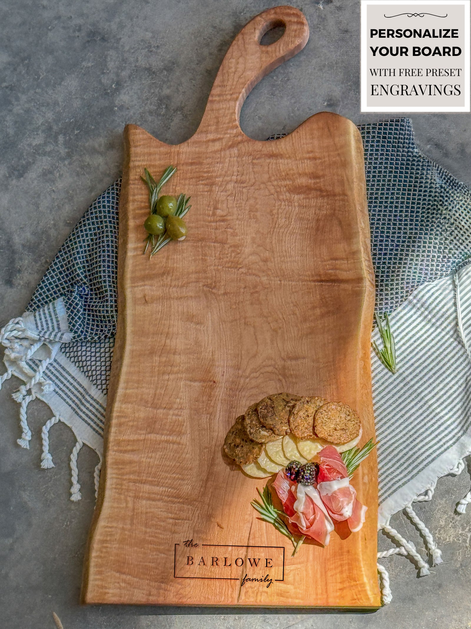 THE CANOPY SERIES: Personalized Live Edge Maple Charcuterie Boards