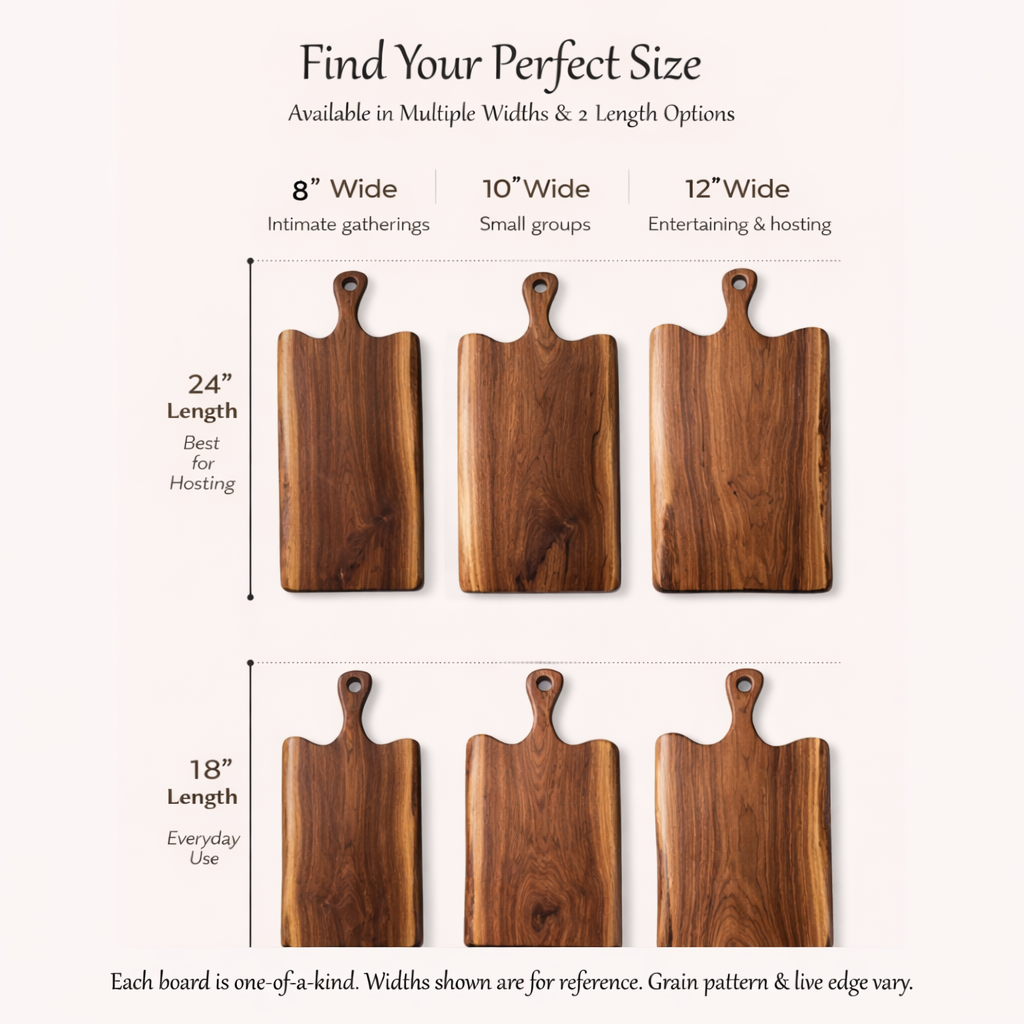 Black Walnut Live Edge Charcuterie Board with Handle | Wedding & Housewarming Gift