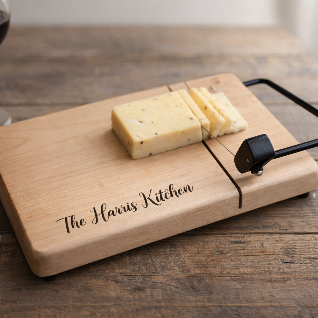 Personalized Cheese Slicer with Wire Cutter, Cheese Cutting  Board, in Maple or Walnut