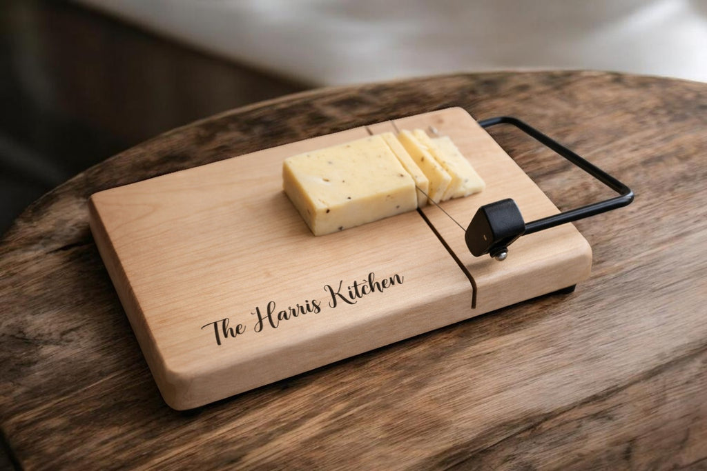 Personalized Cheese Slicer with Wire Cutter, Cheese Cutting  Board, in Maple or Walnut