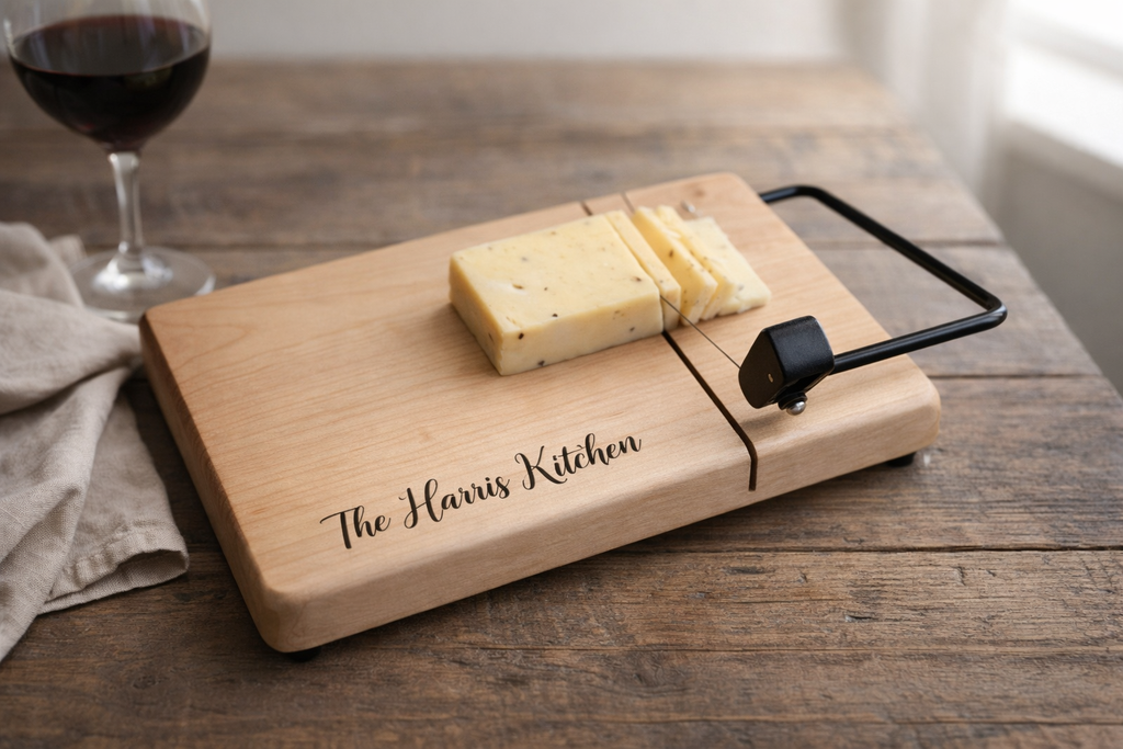 Personalized Cheese Slicer with Wire Cutter, Cheese Cutting  Board, in Maple or Walnut