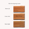 Three wooden cutting boards with engraved text 'Emma & Liam' for wedding gift ideas