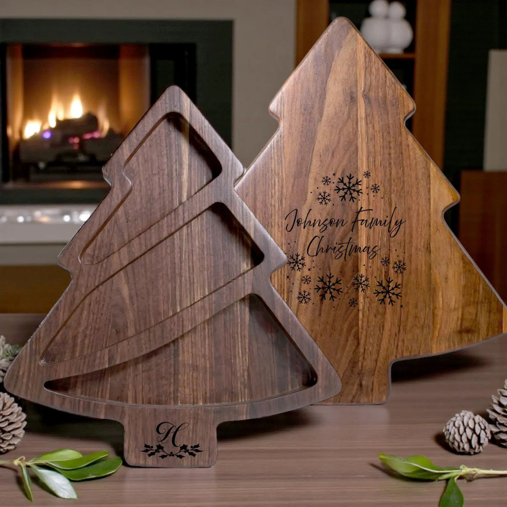 Holiday Charcuterie Boards - Personalized Christmas Tree Tray