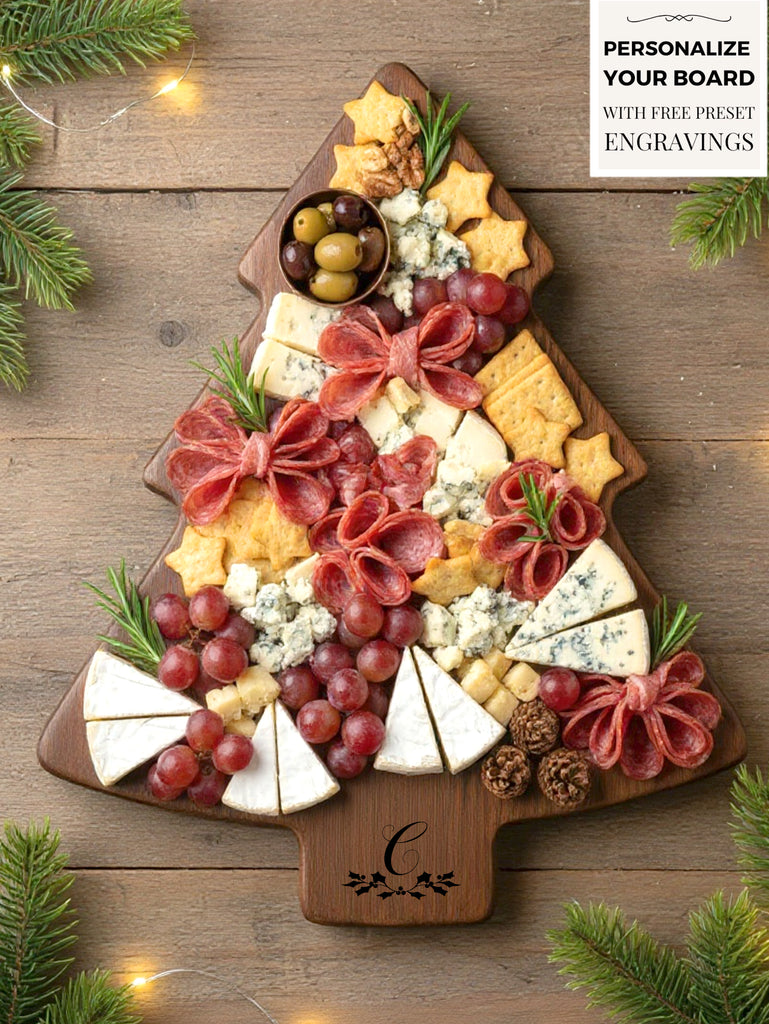 Holiday Charcuterie Boards - Personalized Christmas Tree Tray