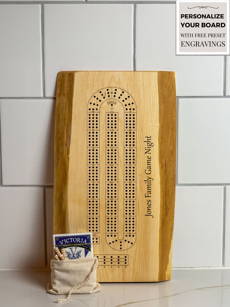 Rustic Ridges Maple Cribbage Board