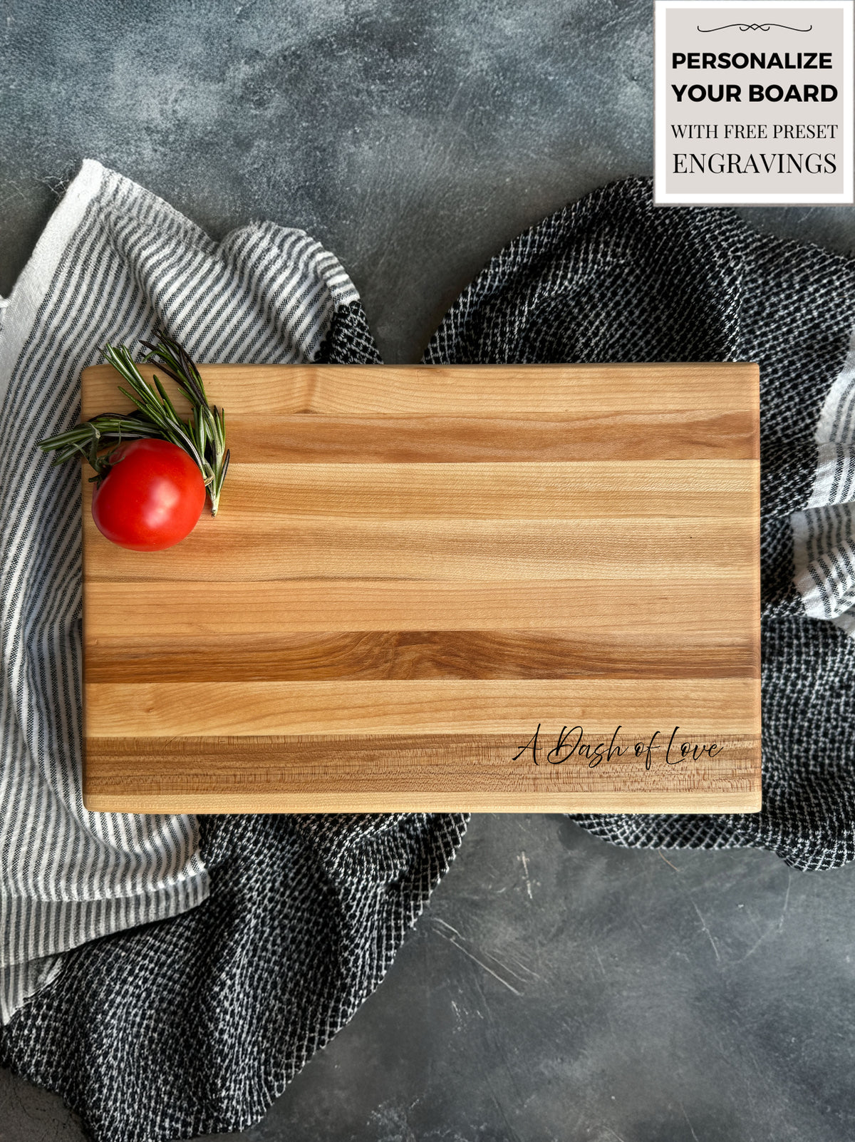 Personalized Cutting Boards, End Grain Walnut and Maple Custom Engraved Boards.