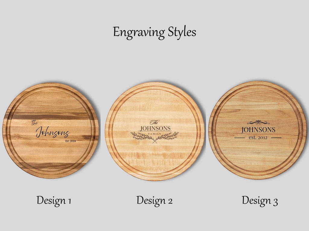 The Round 12x12 Edge Grain Maple & Walnut Accent Cutting Board