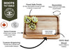 Real maple wood cutting board 12 x 8 Inches. This board is made with real Canadian lumber, can have a juice groove is desired, has a food safe finish and is reversible. You can also get your small cutting board engraved in the bottom right corner