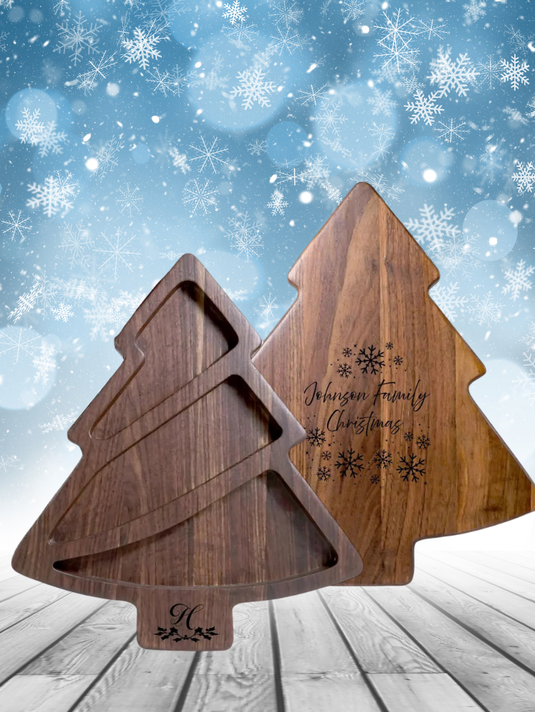 Holiday Charcuterie Boards - Personalized Christmas Tree Tray