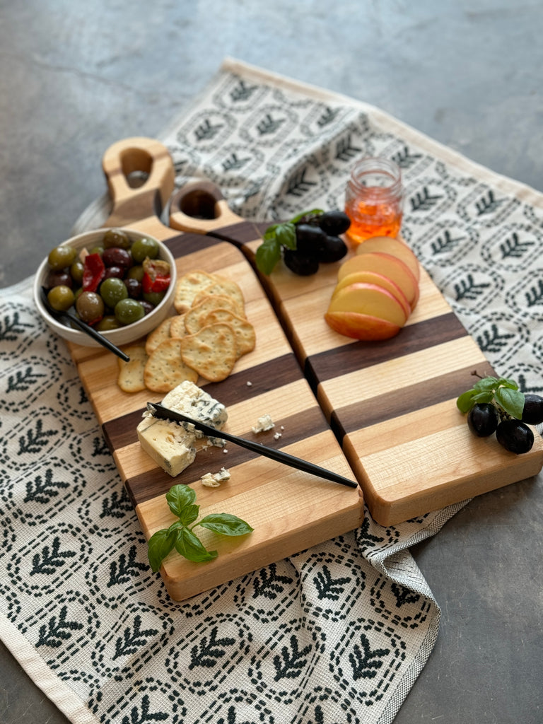 THE NESTLING TIMBERS: Personalized Hand Crafted Maple & Walnut Accent Charcuterie Boards