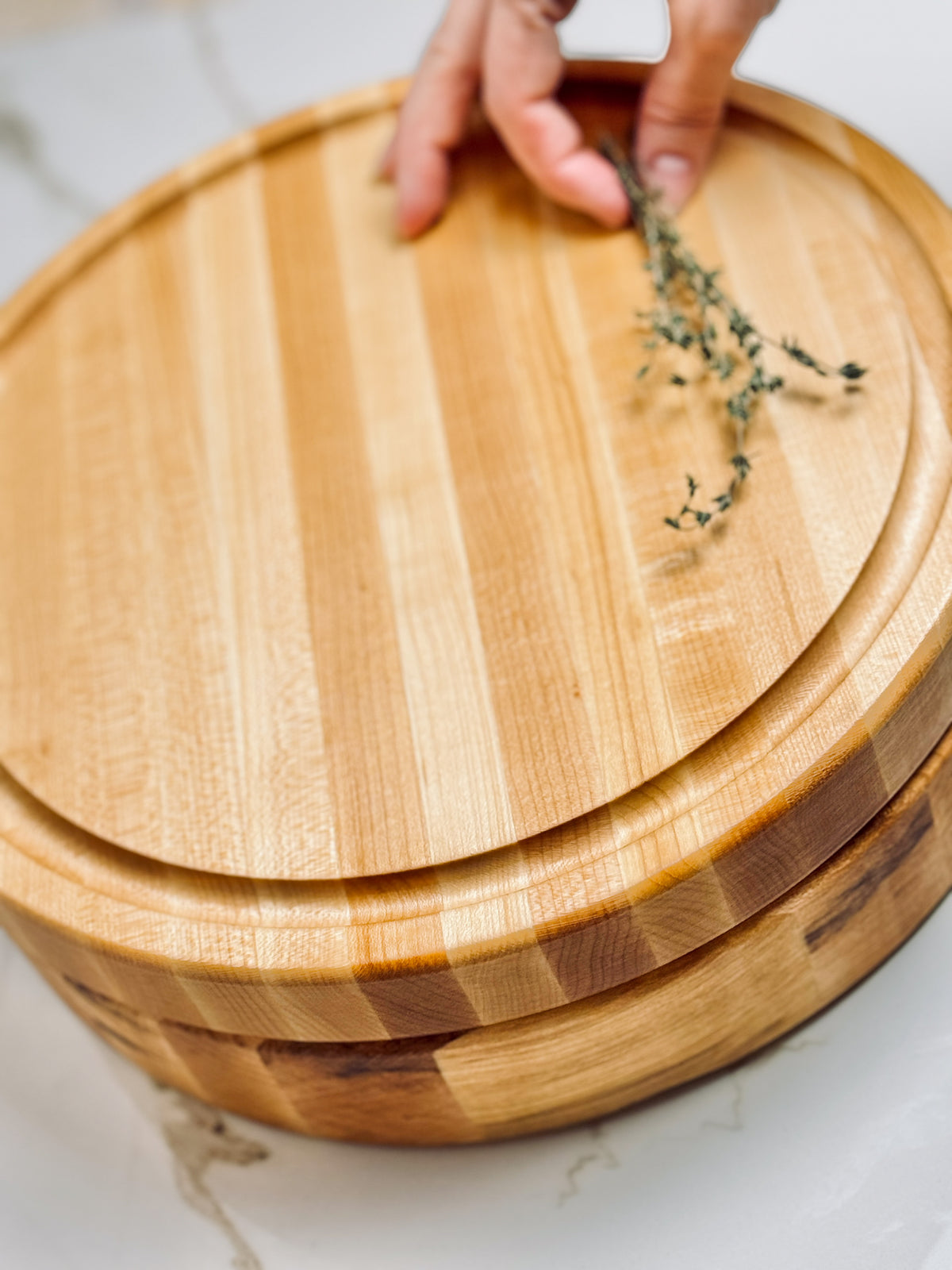 The Round 12x12 Edge Grain Maple Cutting Board