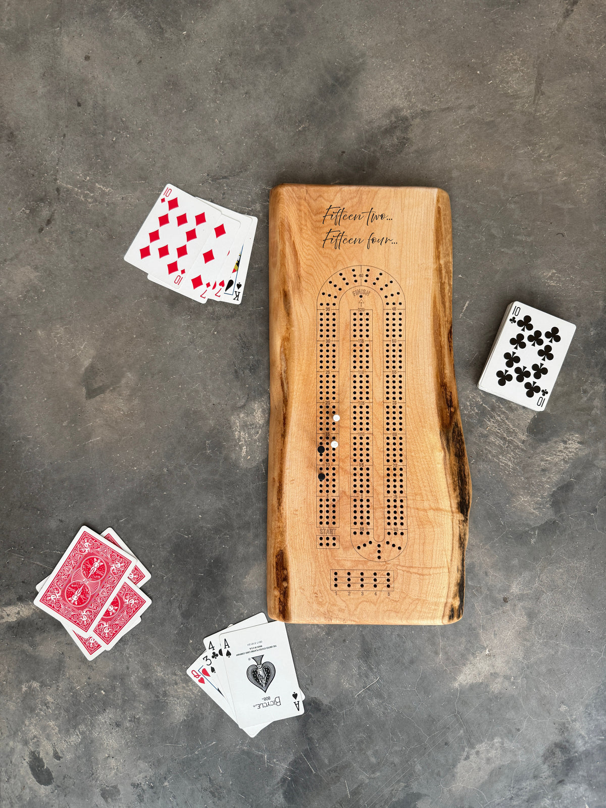 Personalized Custom Live Edge Cribbage Board, Maple or Black Walnut Crib Boards with Live Edge Design, Rustic Game Board with Peg Storage, Custom Engraved Gifts, Fun Family Game