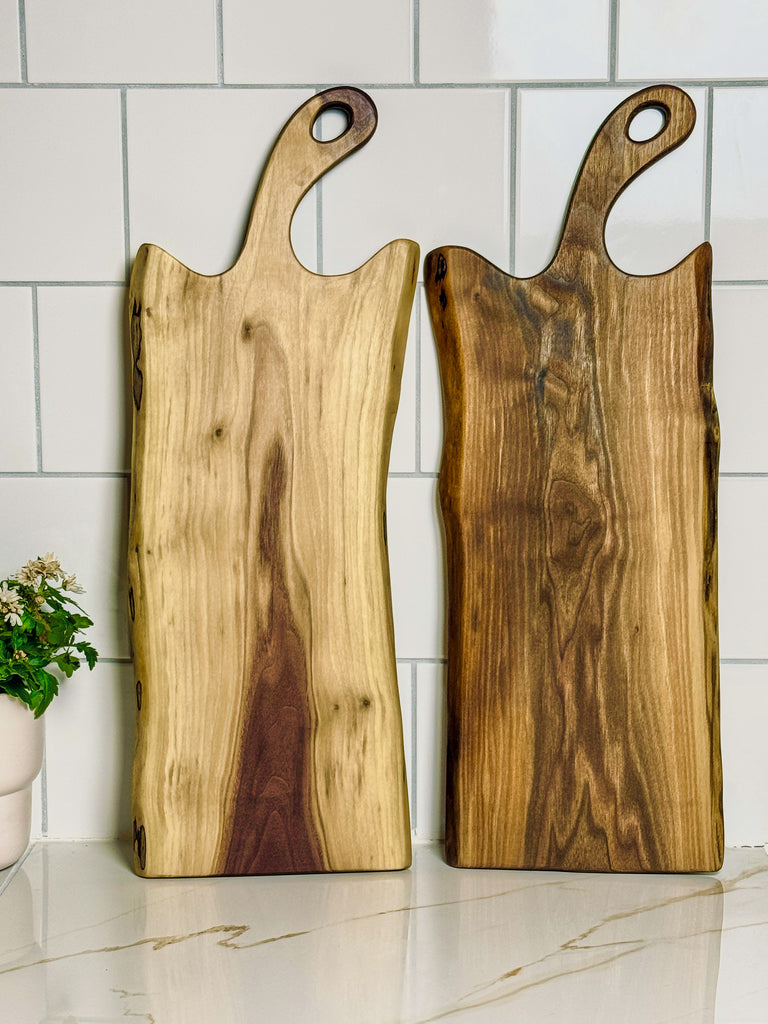 Black Walnut: Live Edge Walnut Charcuterie Boards - Sapwood