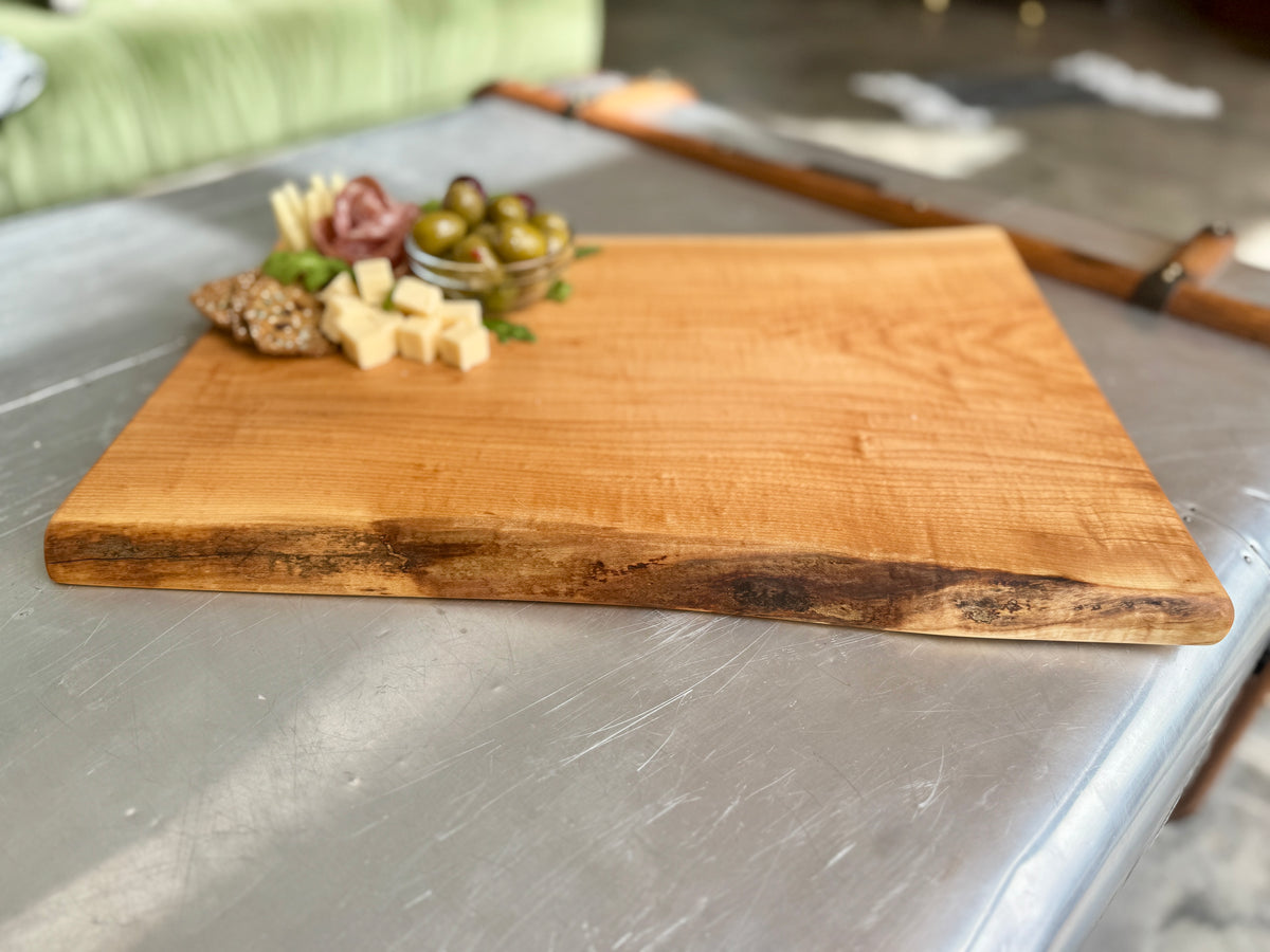 Personalized Live Edge Charcuterie Board, Maple Rustic Cheese Boards, Custom Engraved Wood Serving Tray Wedding &amp; Housewarming Gift