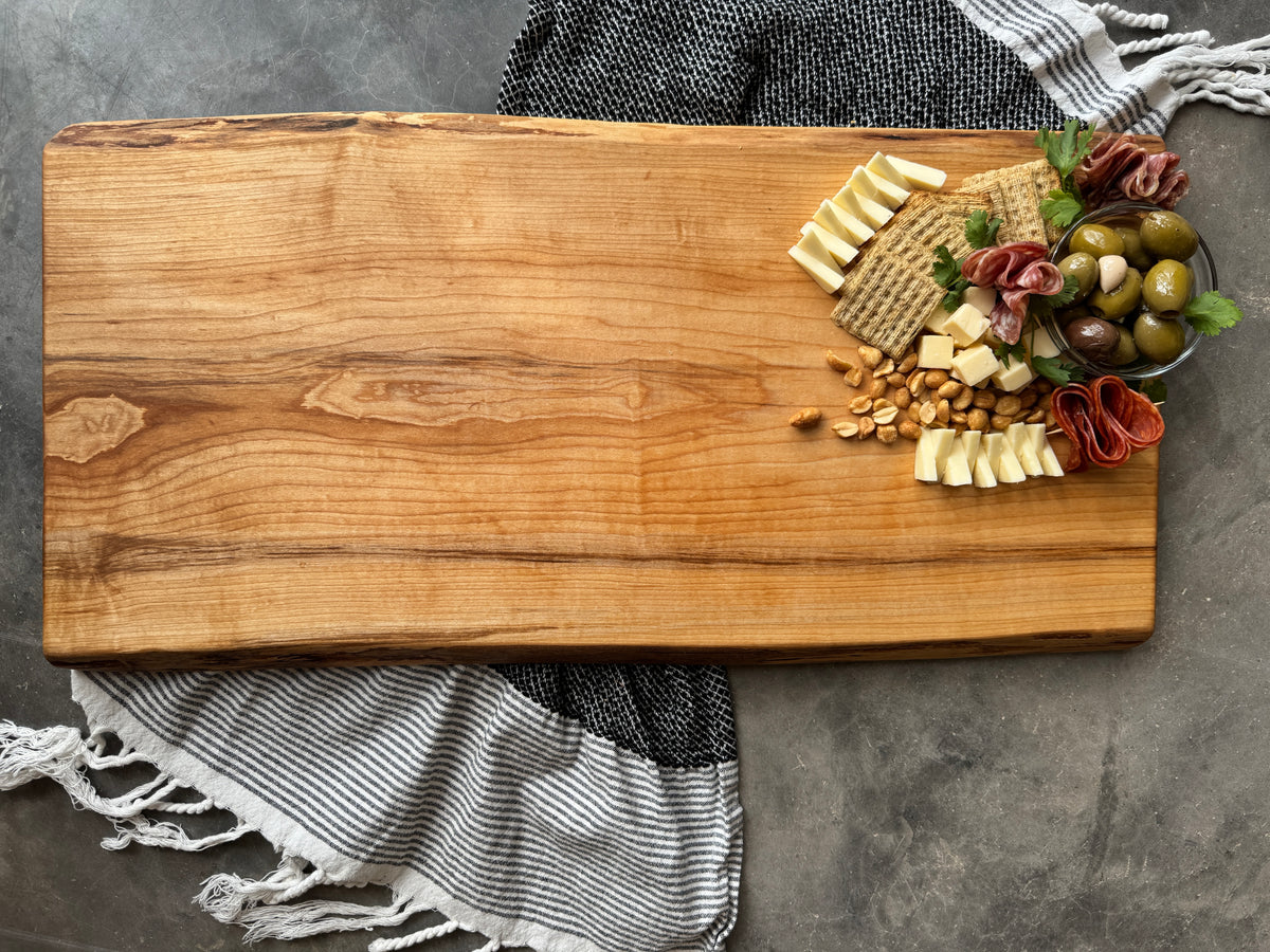 Personalized Live Edge Charcuterie Board, Maple Rustic Cheese Boards, Custom Engraved Wood Serving Tray Wedding &amp; Housewarming Gift