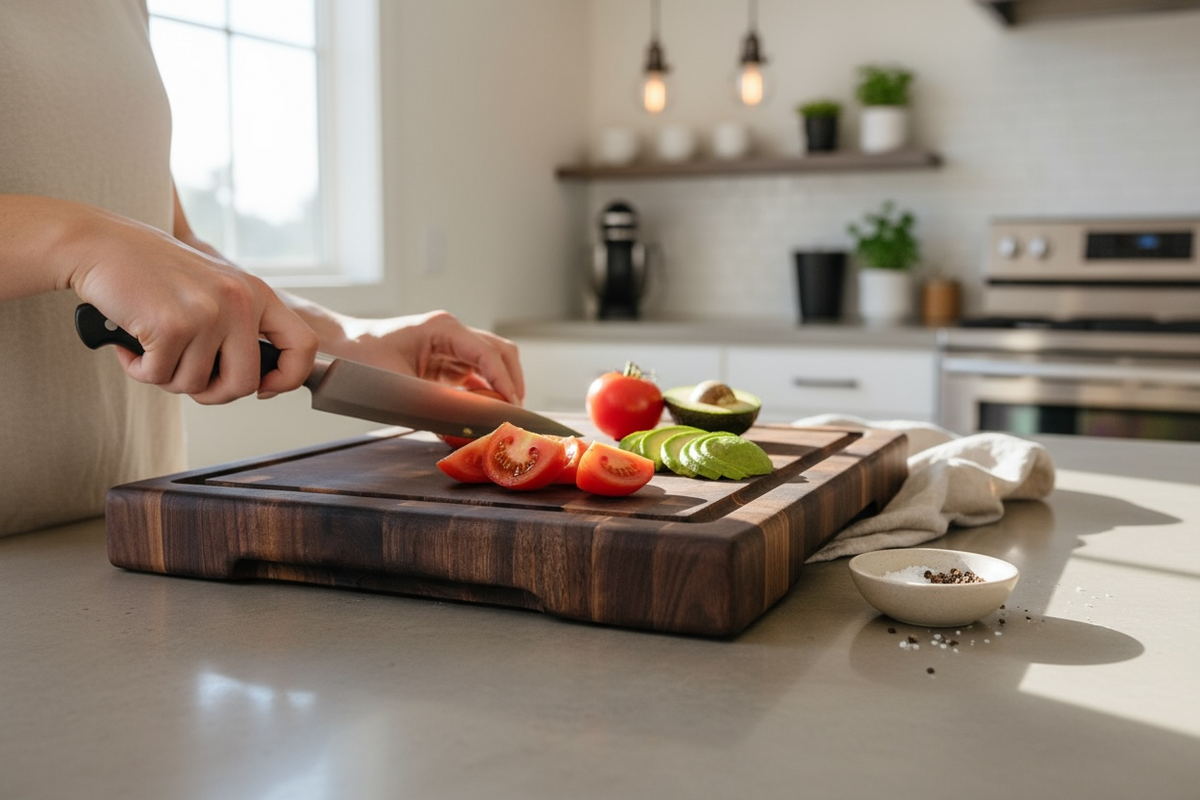 Personalized Cutting Boards, End Grain Walnut and Maple Custom Engraved Boards.