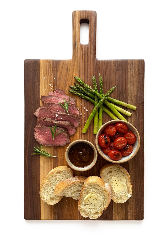 Personalized Charcuterie Board with Handle, Modern Cheese Server, Minimalist Wooden Cutting Board in Walnut or Maple