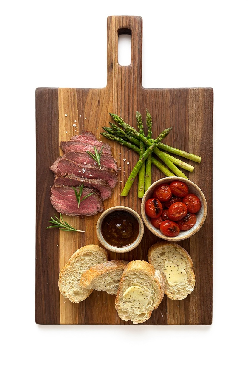 Personalized Charcuterie Board with Handle, Modern Cheese Server, Minimalist Wooden Cutting Board in Walnut or Maple