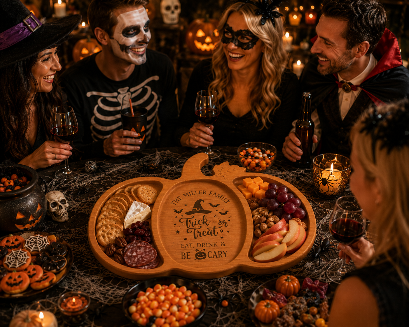Personalized Cherry Wood Pumpkin Serving Tray