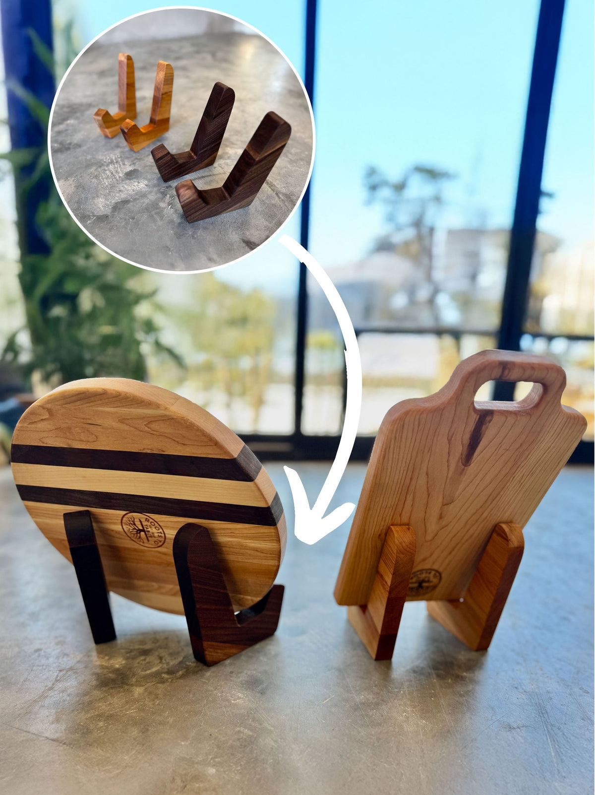 Wood Cutting Board Display Stand, Wooden Charcuterie Board Feet