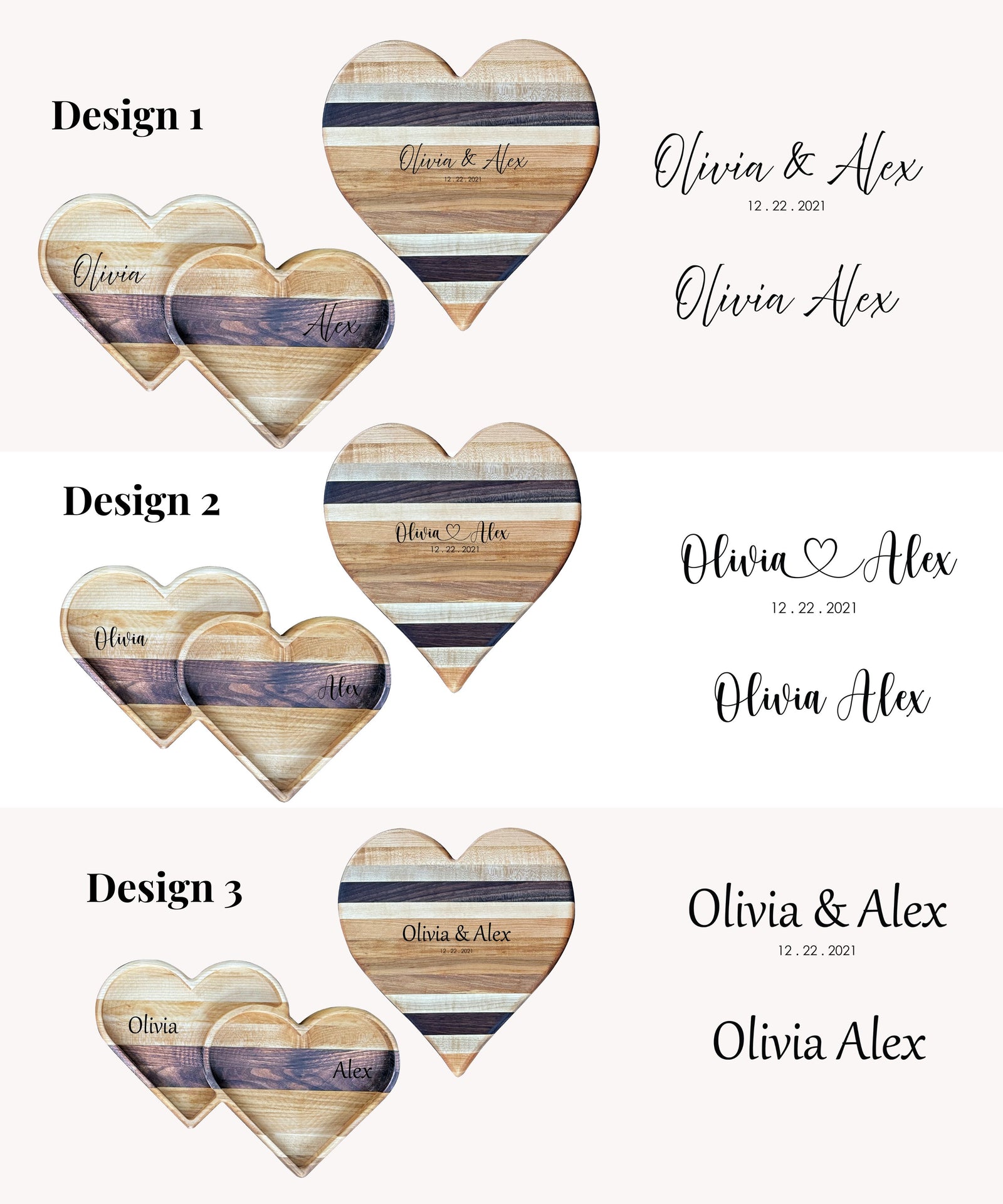 Personalized Wooden Valentines Day Heart Shaped Cutting Board & Charcuterie Board Set, Tray, Serving Plate, Catch All Dish. Gift Ideas.