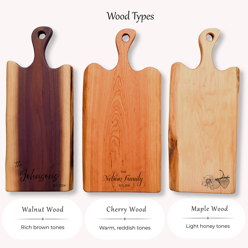 Black Walnut Live Edge Charcuterie Board with Handle | Wedding & Housewarming Gift