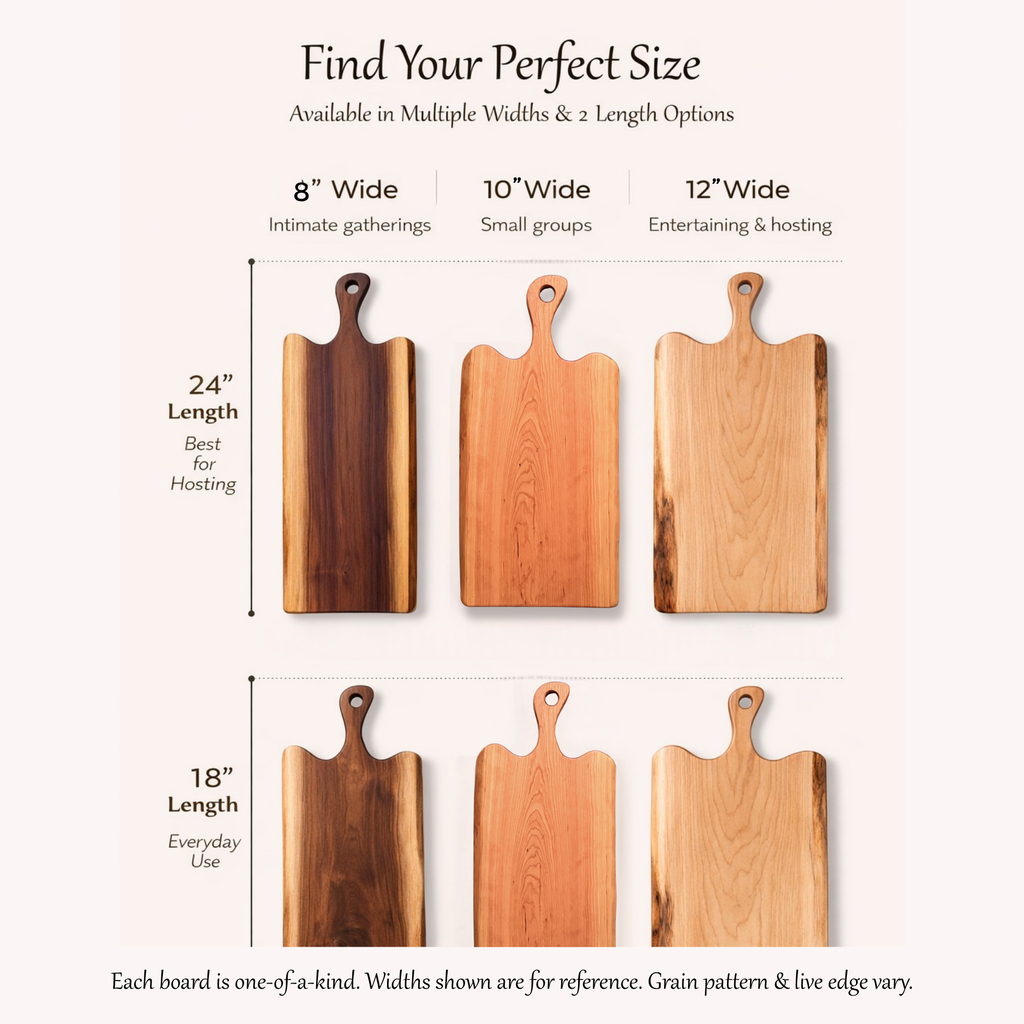 Black Walnut Live Edge Charcuterie Board with Handle | Wedding & Housewarming Gift