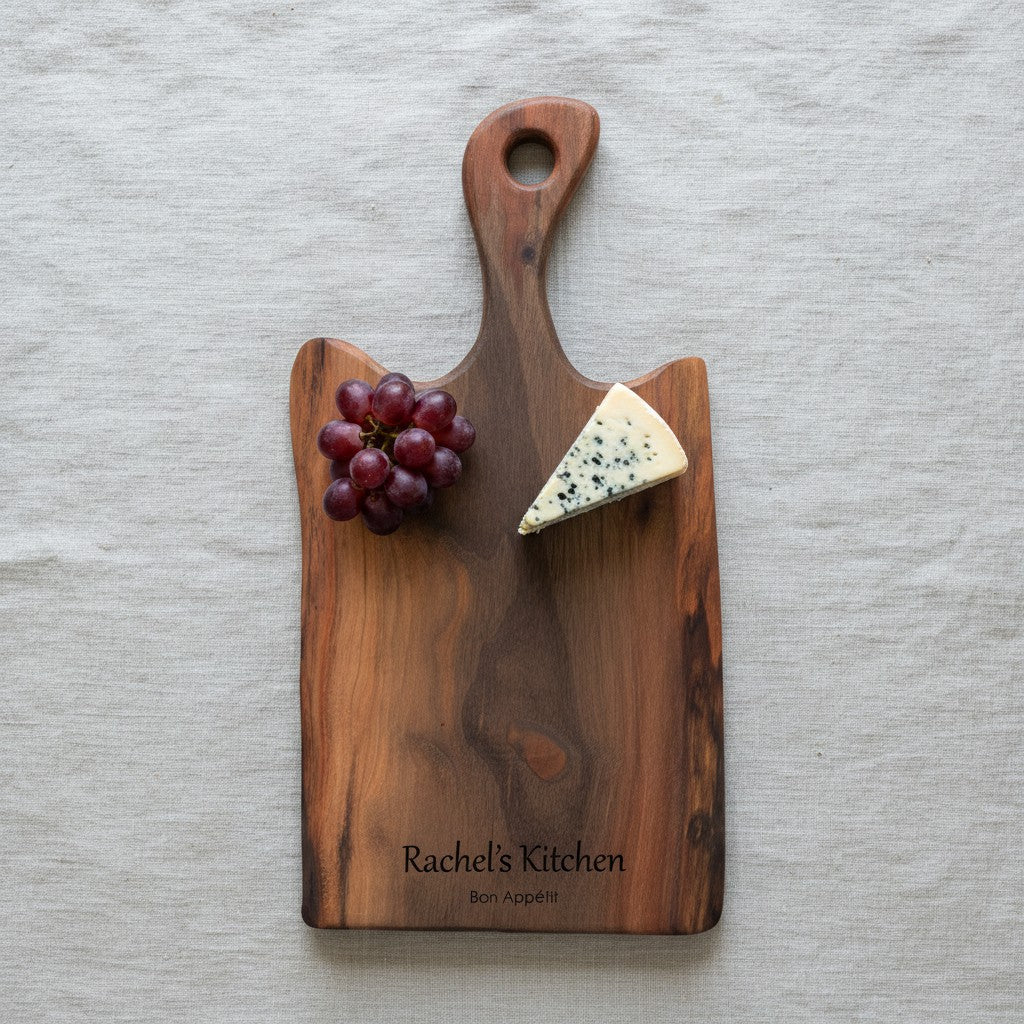 Black Walnut Live Edge Charcuterie Board with Handle | Wedding & Housewarming Gift