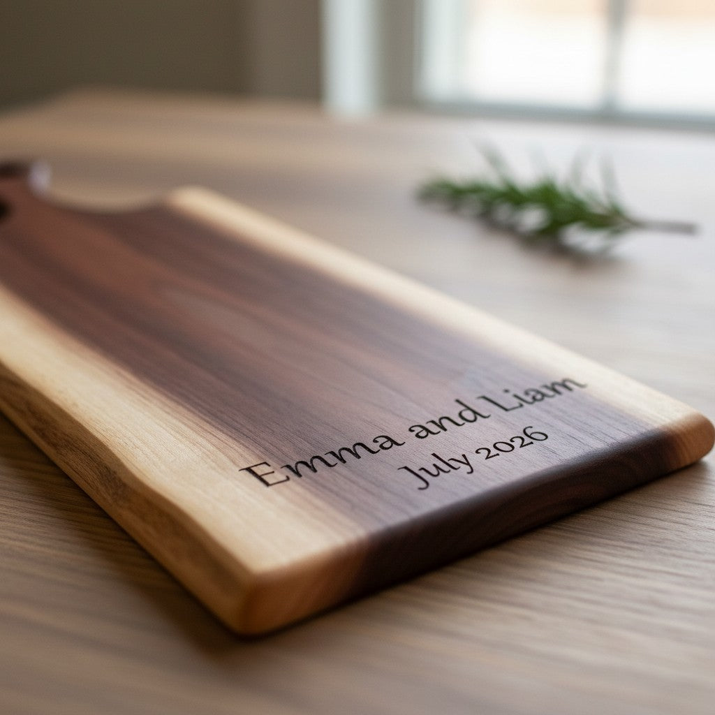 Black Walnut Live Edge Charcuterie Board with Handle | Wedding & Housewarming Gift