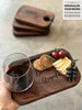 Small Wine Appetizer Plates Set of 4, Personalized Appetizer Trays, Cocktail Plate, Handheld Appetizer Board, Small Plates for Gifts, Walnut