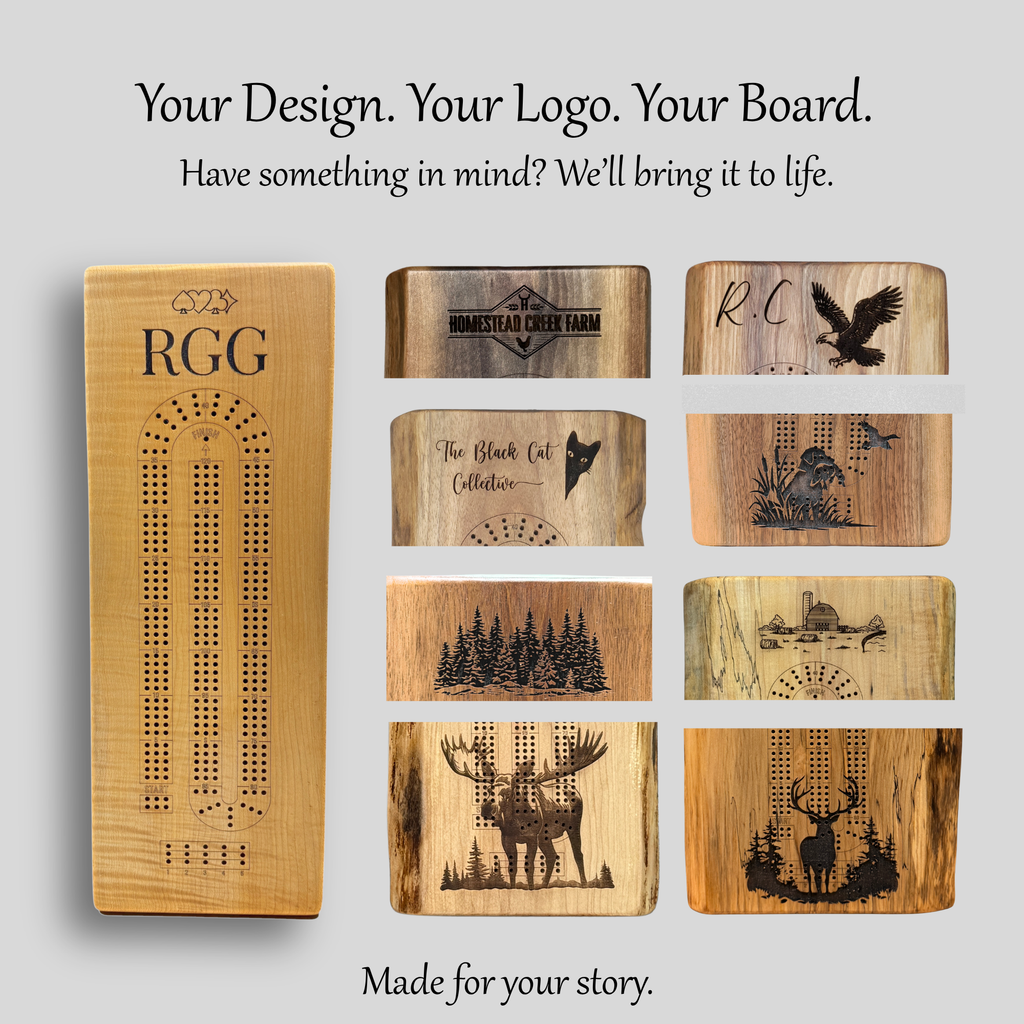 Personalized Cribbage Board – Maple, Cherry or Walnut Wood Set
