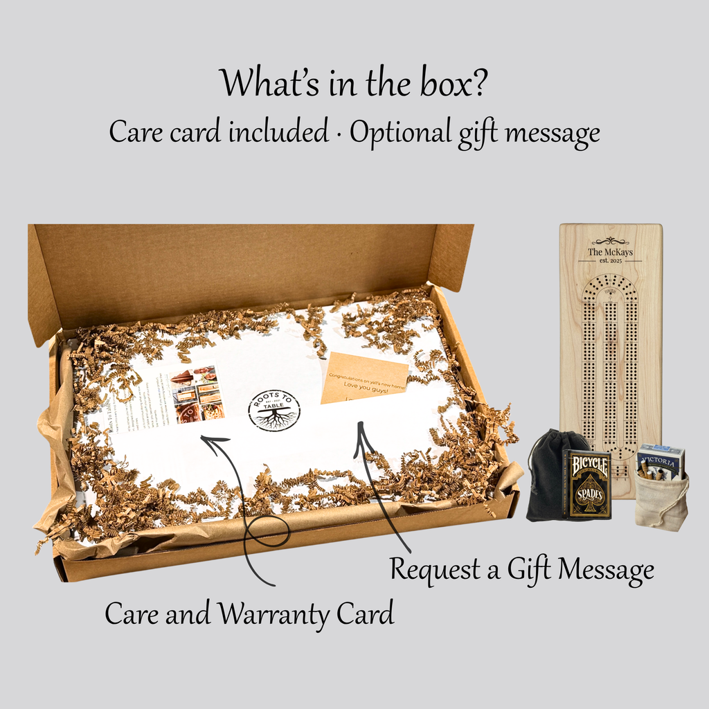 Personalized Cribbage Board – Maple, Cherry or Walnut Wood Set