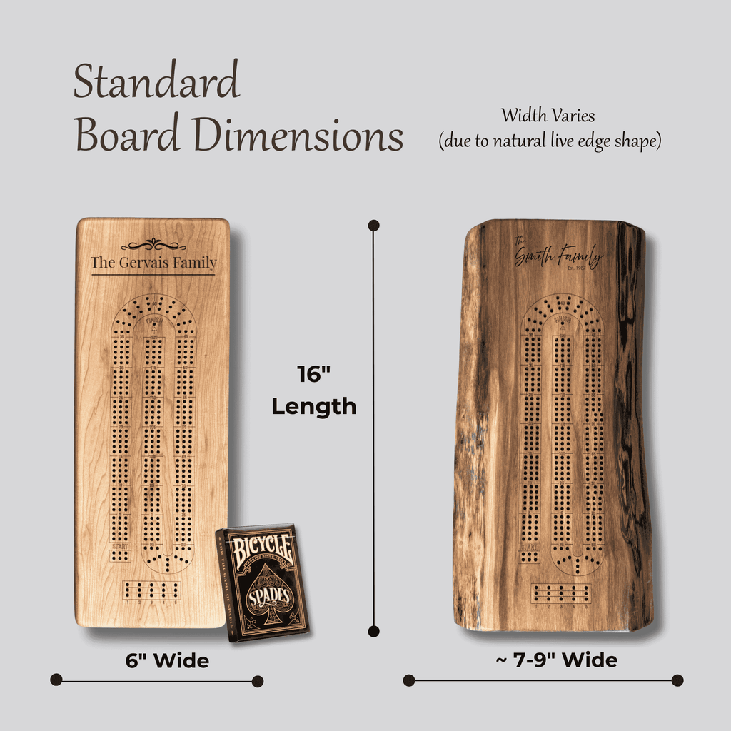 Personalized Custom Live Edge Cribbage Board, Maple or Black Walnut Crib Boards with Live Edge Design, Rustic Game Board with Peg Storage, Custom Engraved Gifts, Fun Family Game