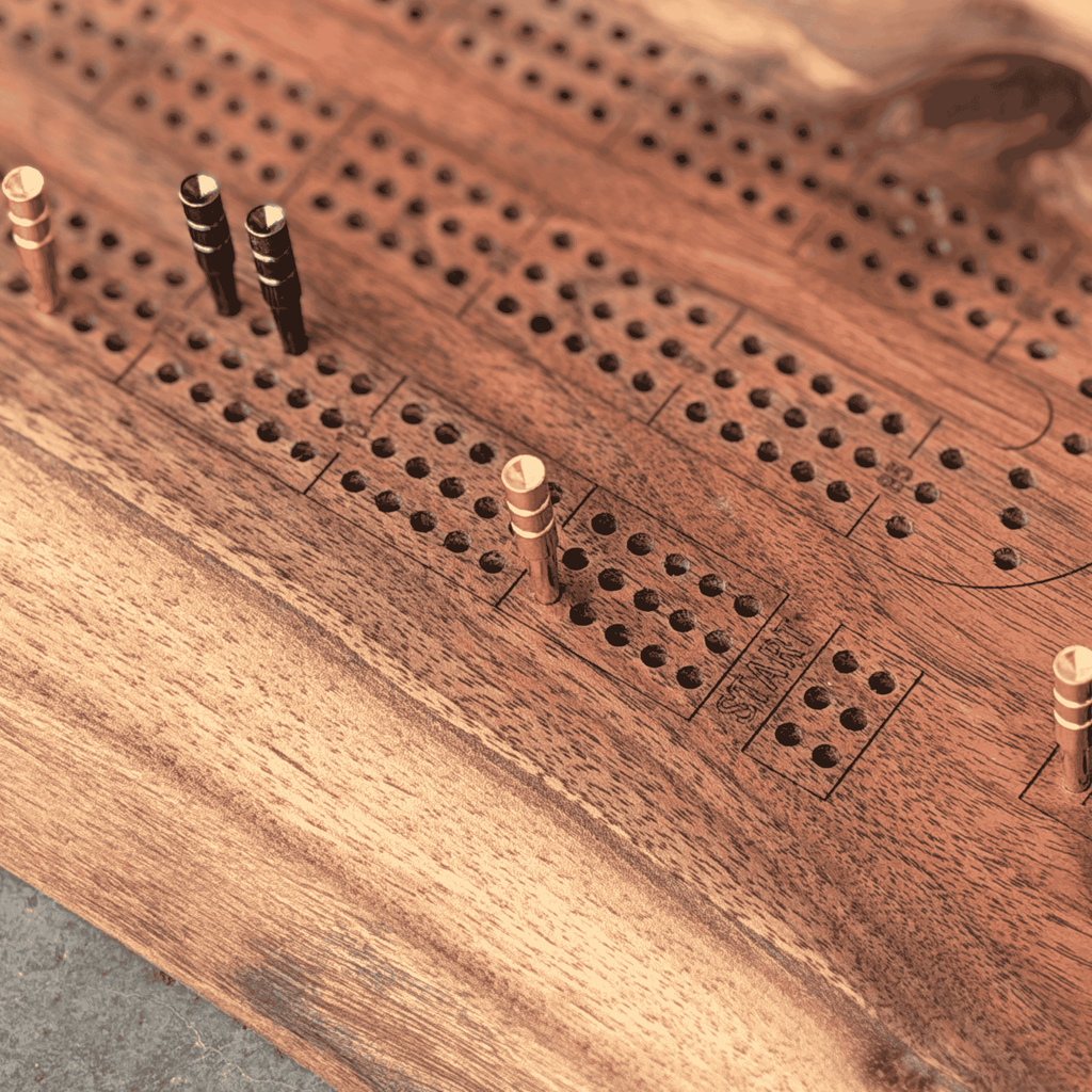 Personalized Custom Live Edge Cribbage Board, Maple or Black Walnut Crib Boards with Live Edge Design, Rustic Game Board with Peg Storage, Custom Engraved Gifts, Fun Family Game
