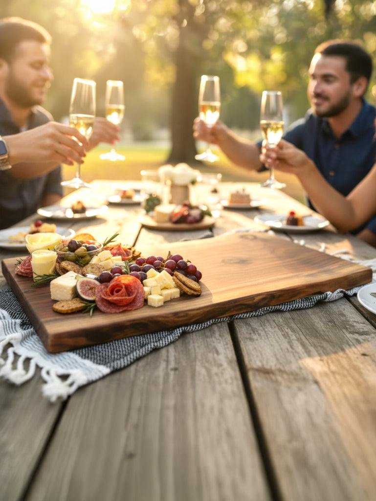 Personalized Live Edge Charcuterie Board – Custom Engraved Black Walnut Cheese Board, Wedding & Housewarming Gift