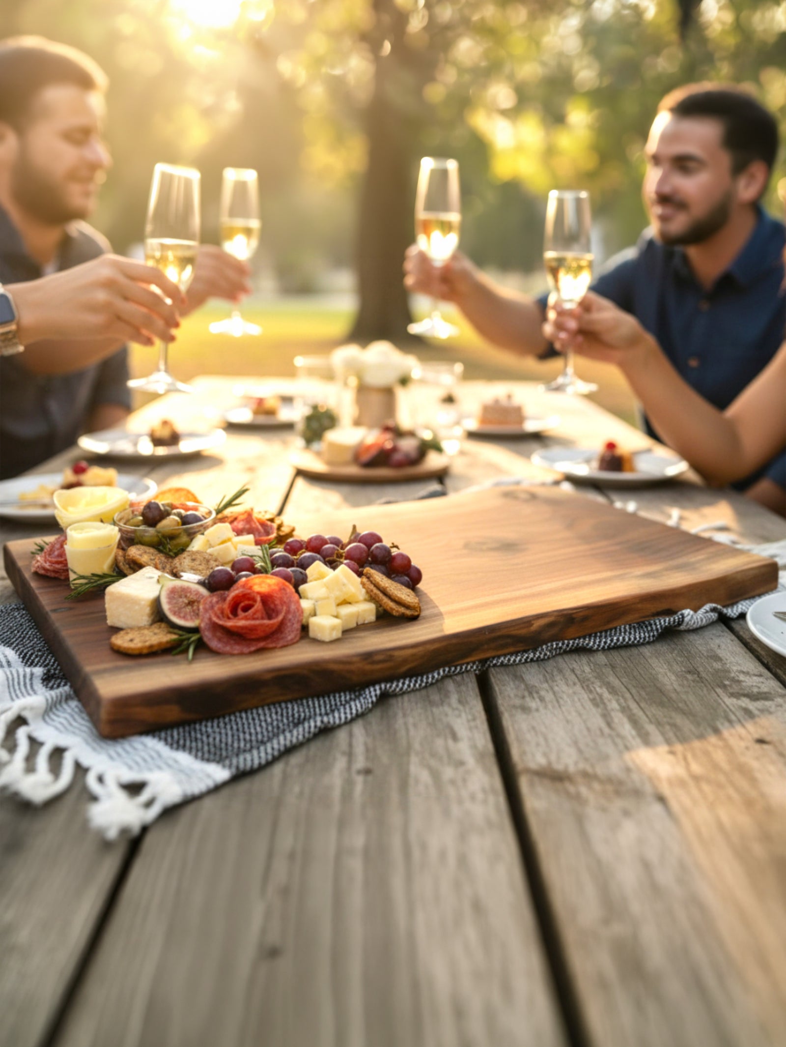 Personalized Live Edge Charcuterie Board – Custom Engraved Black Walnut Cheese Board, Wedding & Housewarming Gift