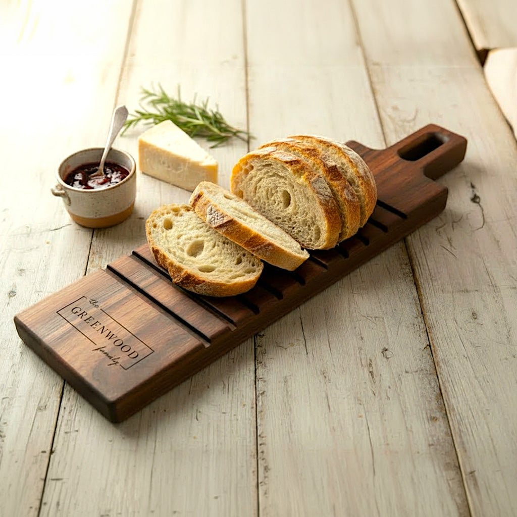Bread Board: Personalized Bread and Butter Cutting & Serving Board Black Walnut & Maple