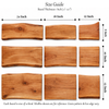 Cherry cutting board size guide with dimensions labeled