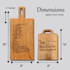 personalized maple cutting boards with hand written family recipe available in two sizes, 12 or 18 inch lengths