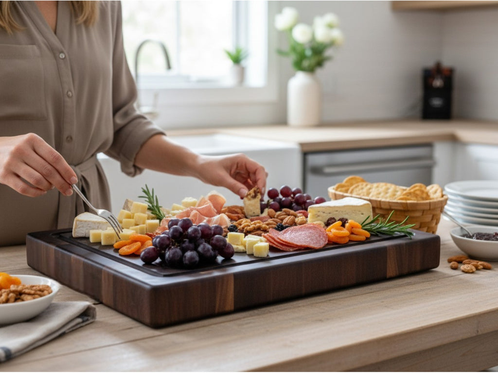 Personalized Cutting Boards, End Grain Walnut and Maple Custom Engraved Boards.